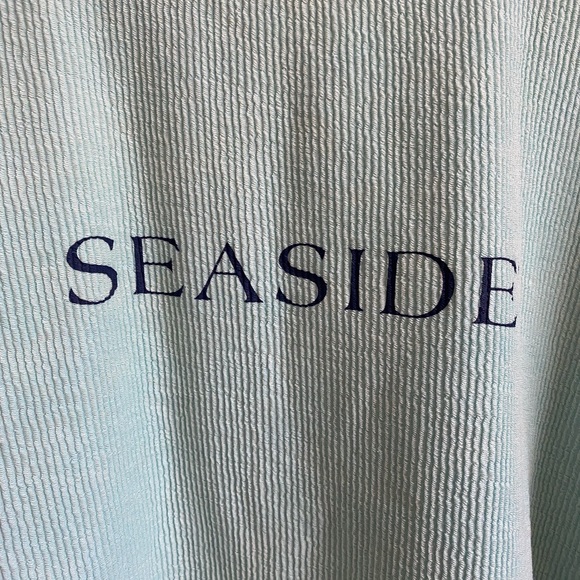 Seaside Mint and Navy Women's Crewneck Corded Sweatshirt - Picture 6 of 7